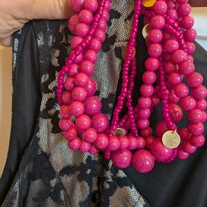 Elegant Fuchsia Beaded Necklace